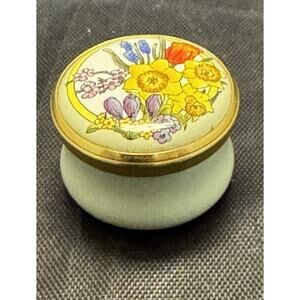 Halcyon Days Enamels Trinket Spring Floral Bouquet Daffodils Tulips Bilston UK